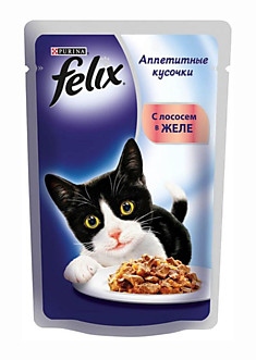 Консервы для кошек Феликс лосось в желе, 75г