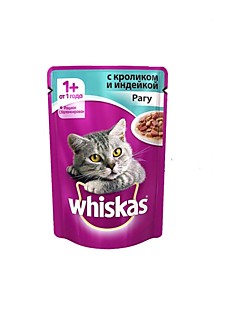 Корм для взрослых кошек Вискас(Whiskas) пауч, в ассорт., 75г