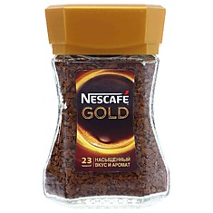 Кофе Nescafe Gold растворимый сублимированный, стекло, 47.5г
