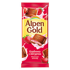 Шоколад Alpen Gold с клубнично-йогуртовой начинкой, 85г