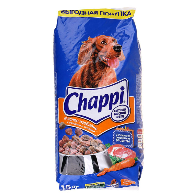 Корм сухой Чаппи для собак Мясное изобилие с овощами и травами, 15кг