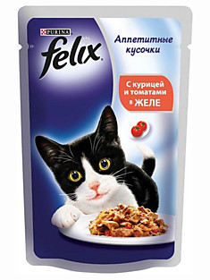 Консервы для кошек Феликс  Курица с томатами в желе, 75г