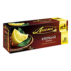 Чай Лисма Крепкий лимон индийский черный, 25пакетиков