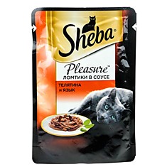 Корм для  кошек Шеба телятина и язык в соусе пауч, 75г