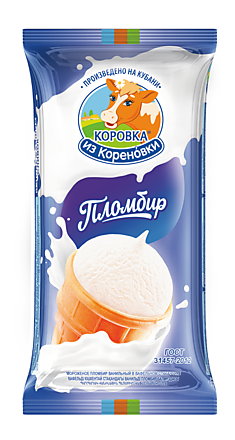 Мороженое Коровка из Кореновки пломбир ГОСТ, ваф.ст., 100г