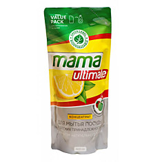 Концентрат для мытья посуды Mama ultimate (запаска) Лимон, 600мл