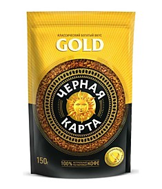 Кофе Черная карта Gold растворимый сублимированный(пакет), 150г