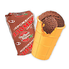 Мороженое Чистая линия вафельный стаканчик Шоколадное, 80г