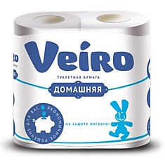 Бумага туалетная Вейро (Veiro) Домашняя, Белая 2-х слойная, 4 рулона