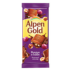 Шоколад Alpen Gold фундук и изюм, 85г